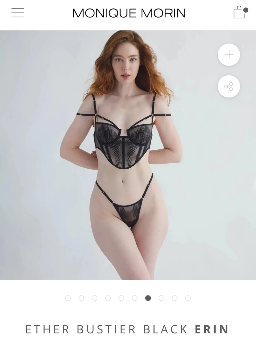 Monique Morin collab 2 pc set, NWoT Ether Bustier & micro g-string,  black